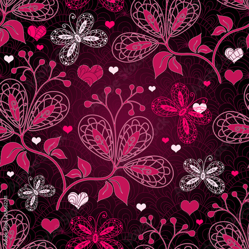 Seamless valentine floral pattern