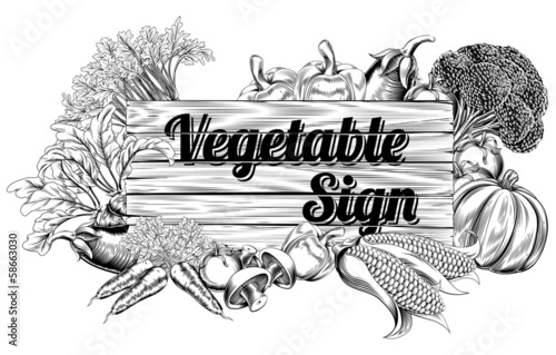 Vintage vegetable produce sign