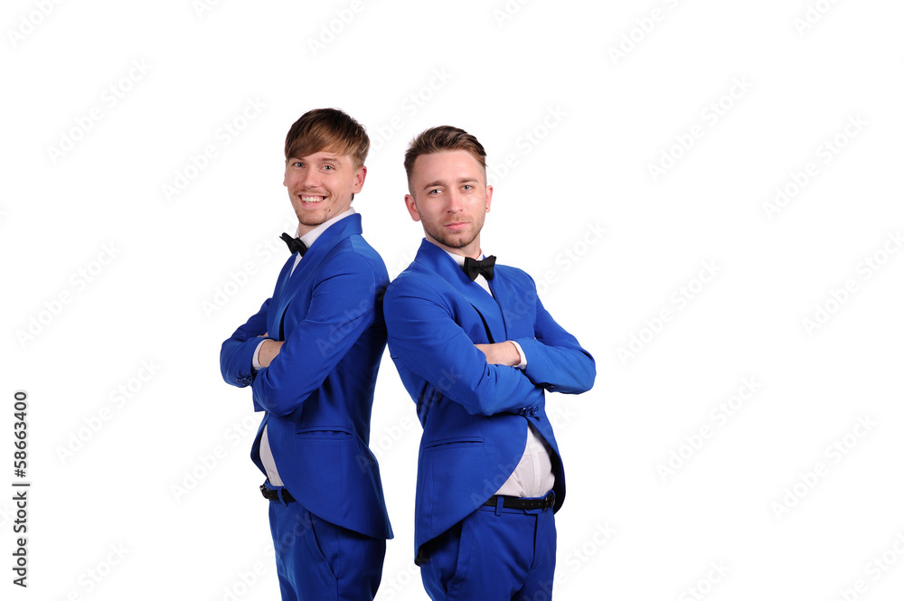 Funny men dressed in blue suite with different emotions Funny men dressed in blue suite with different emotions