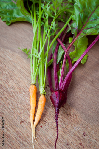 Spring vegetables carrot and beetroot