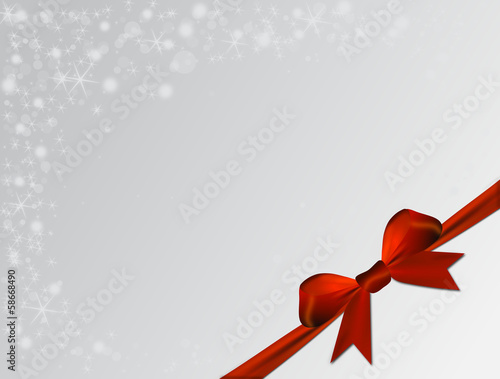Silver background with red bow