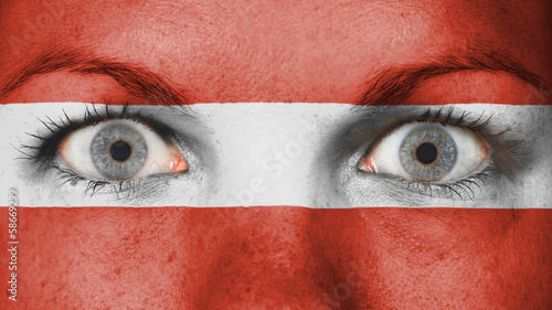 Close up of eyes with flag