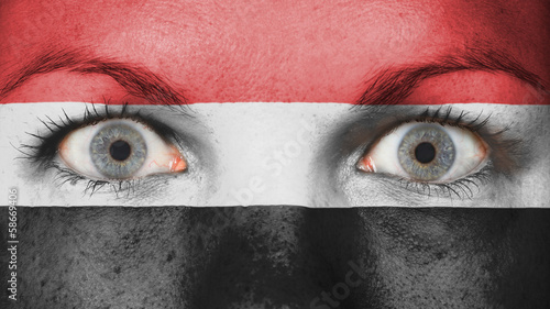 Close up of eyes with flag