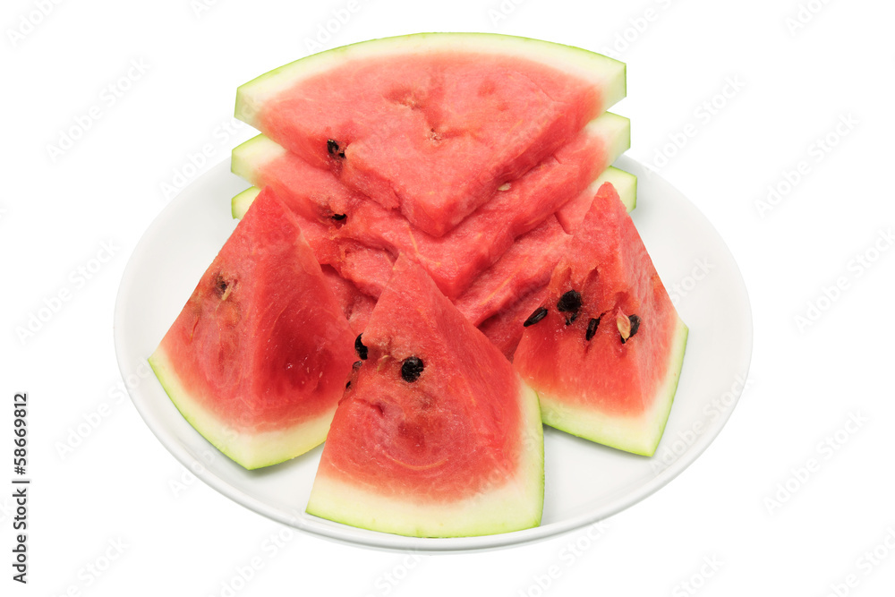 Slices of Watermelon on Plate