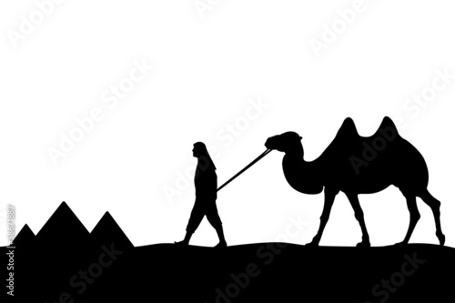 Man with camel of the pyramids.