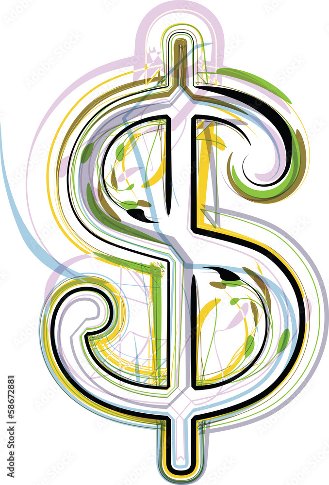 Organic Font dollar Symbol illustration Organic Font dollar Symbol illustration