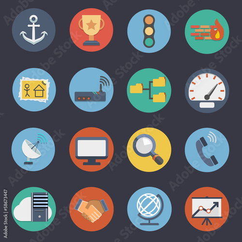 Flat Icons for Web and Applications Set 3.FTP & Hosting Icons