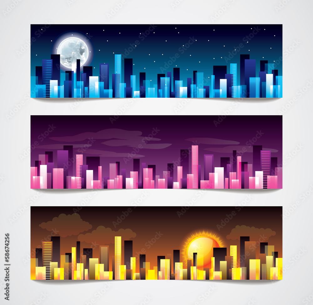 City skylines vector banners