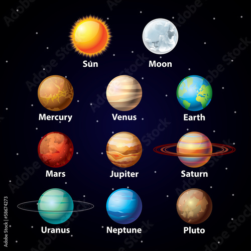 Glossy planets vector set