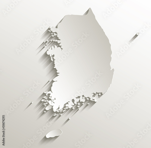 South Korea map card paper 3D natural