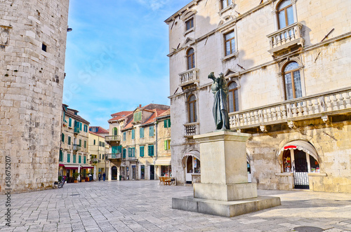 Beautiful square of the old town of Split in Croatia