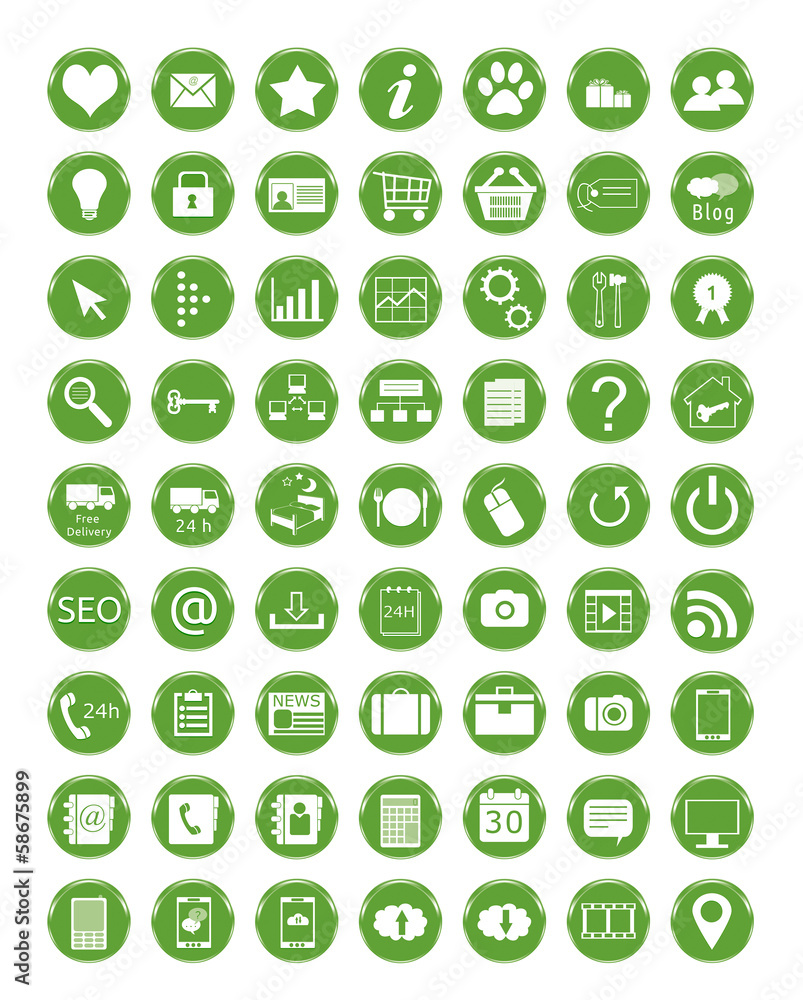 Set de iconos para Web en color verde Set de iconos para Web en color verde