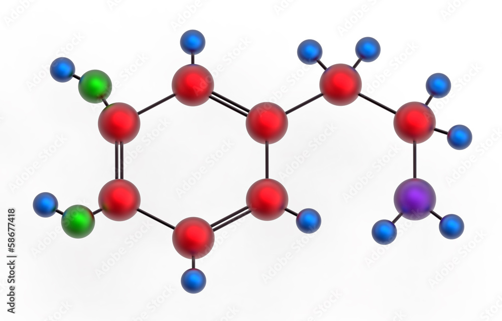 Molecule of dopamine Molecule of dopamine