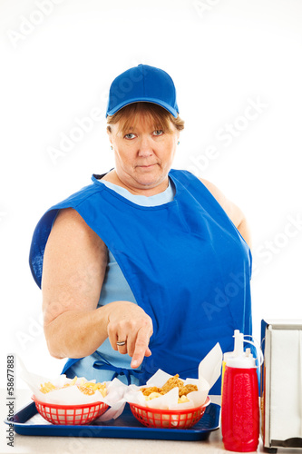 Obraz na plátne Fast Food Cashier - No Nonsense