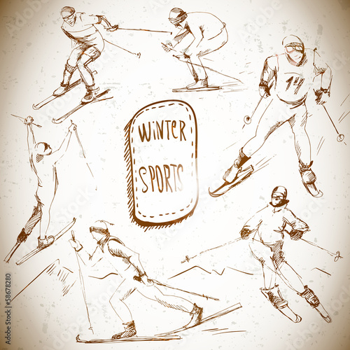 Winter sports, skier scetch