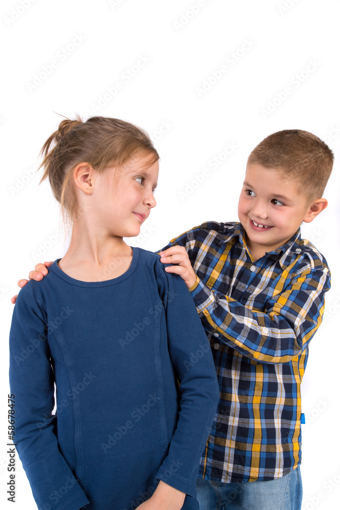 laughing small kids on a white background laughing small kids on a white background