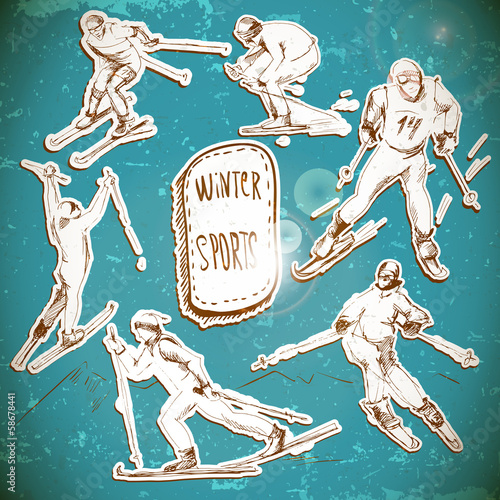 Winter sports, skier scetch
