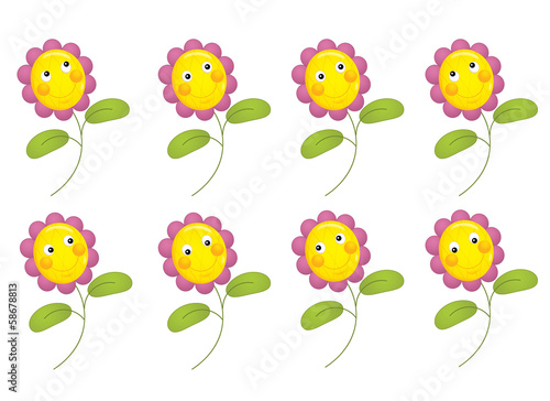 Cartoon flowers isolated - illustration for the children