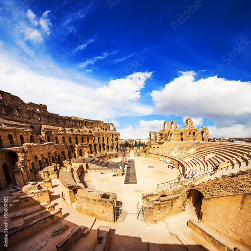 Ruins of the largest colosseum in North Africa. El Jem, Tunisia.