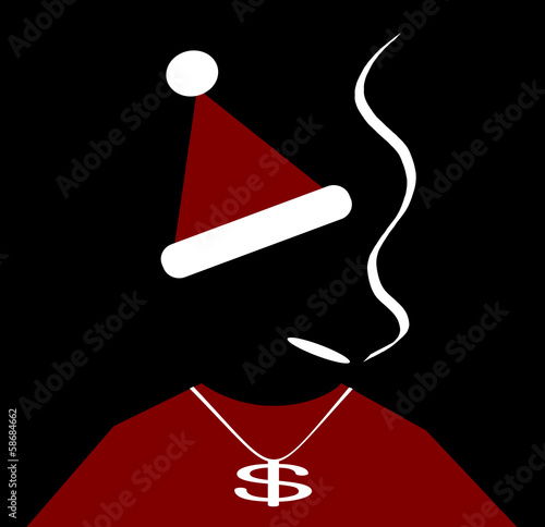 urban santa outfit with necklace smoking marijuana