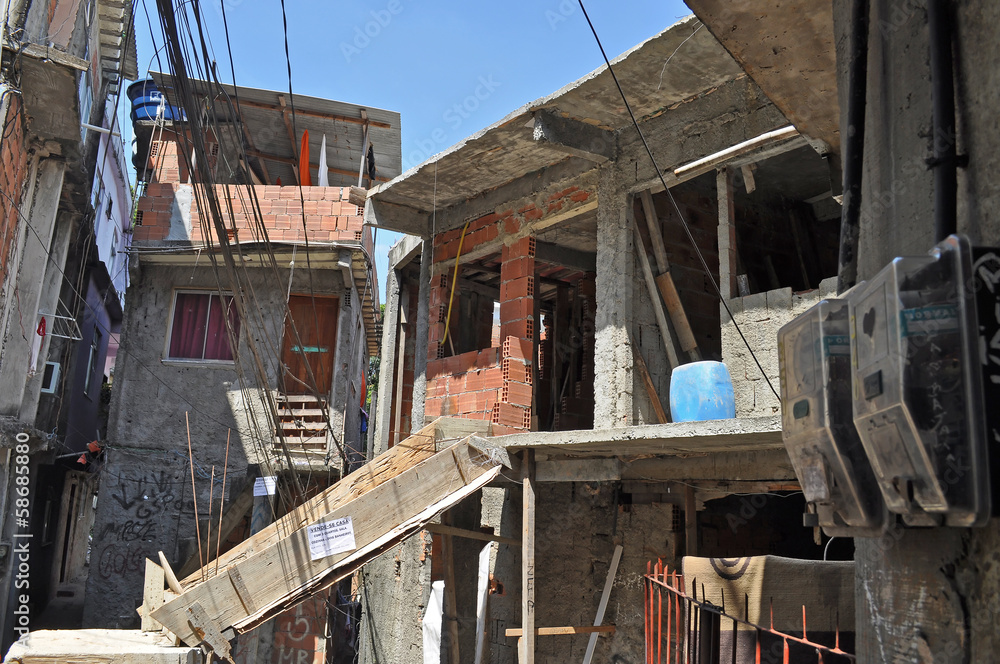 Houses of Brazilian favela  in Rio de Janeiro