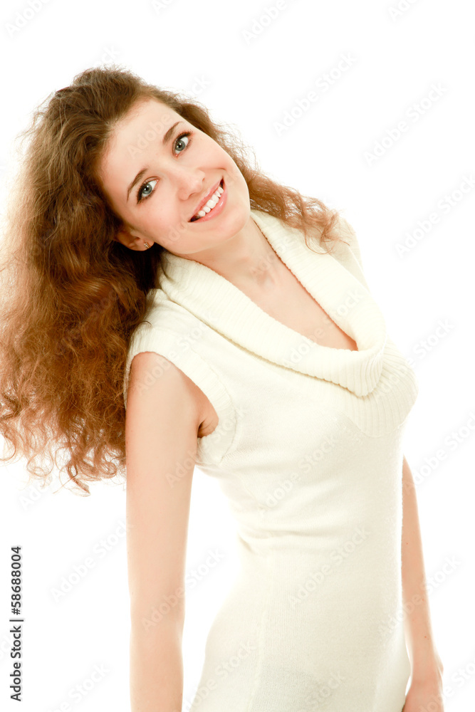 Portrait of a beautifull woman in a white dress