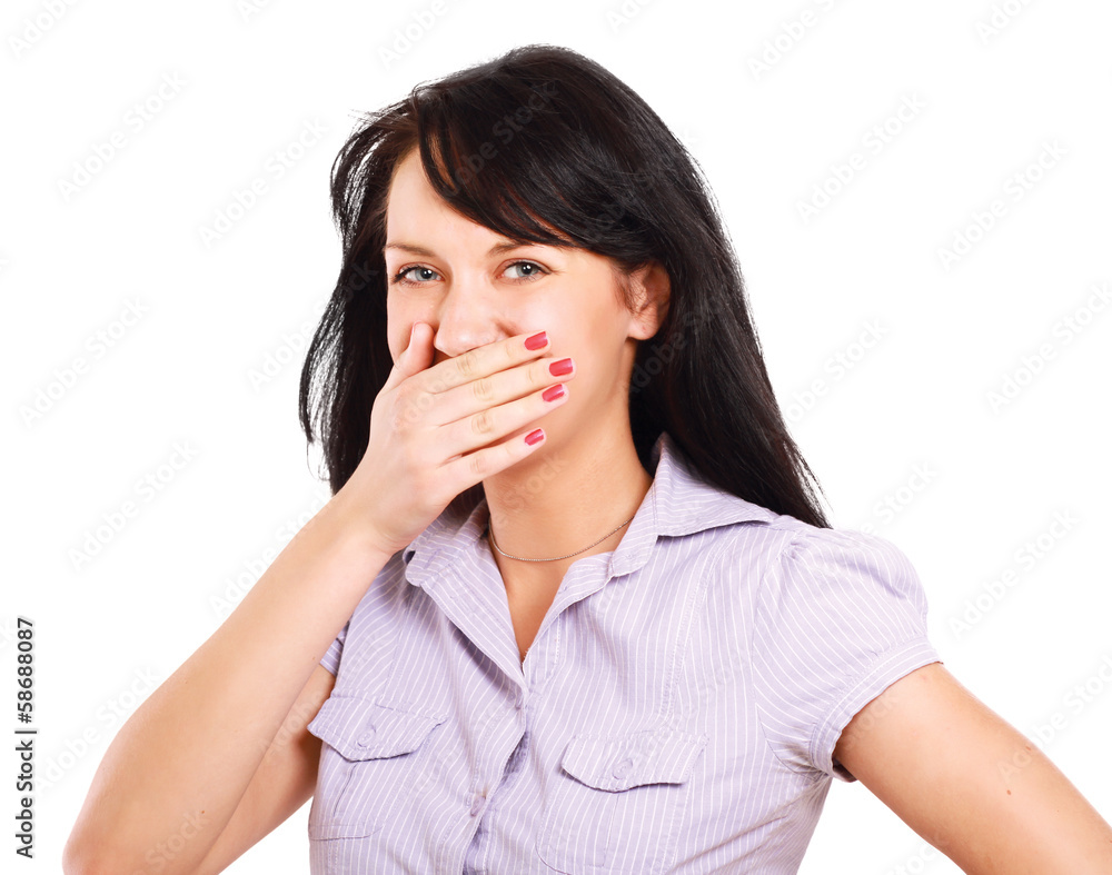 A young emotional woman, isolated on white background. A young emotional woman, isolated on white background.
