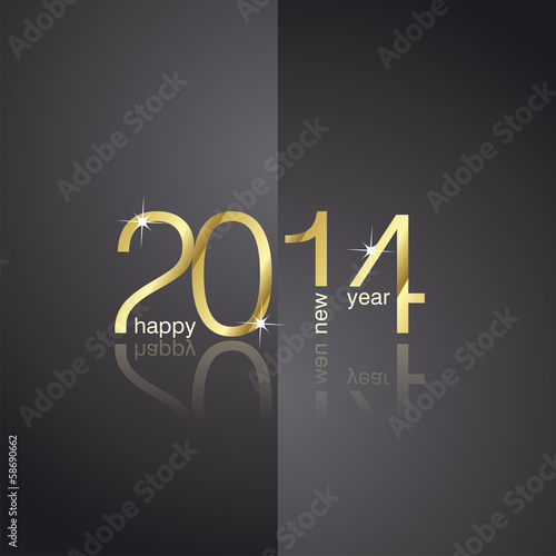Gold 2014 front back black background vector