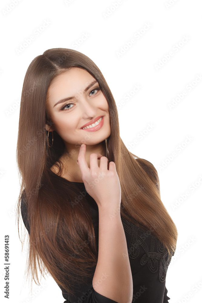 Beautiful Woman Portrait.Clear Fresh Skin.Isolated on a White Beautiful Woman Portrait.Clear Fresh Skin.Isolated on a White