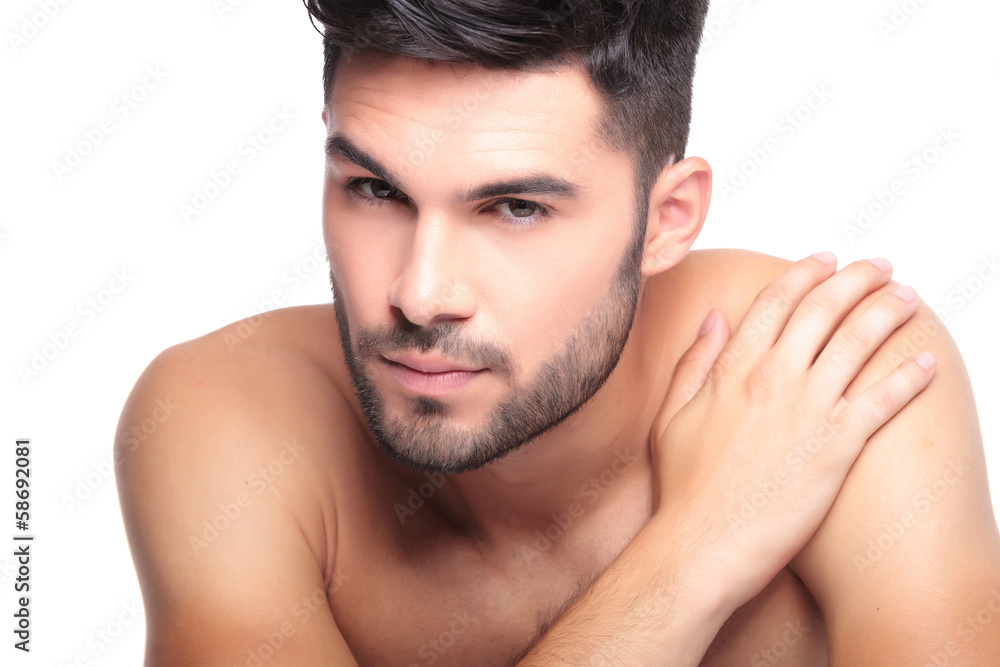 young naked man looking calm young naked man looking calm
