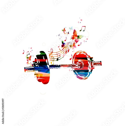 Colorful dumbbell background with butterflies.