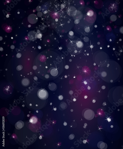 Vector sky background with lights and stars.