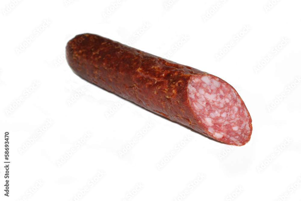 Smoked sausage isolated on white background Smoked sausage isolated on white background