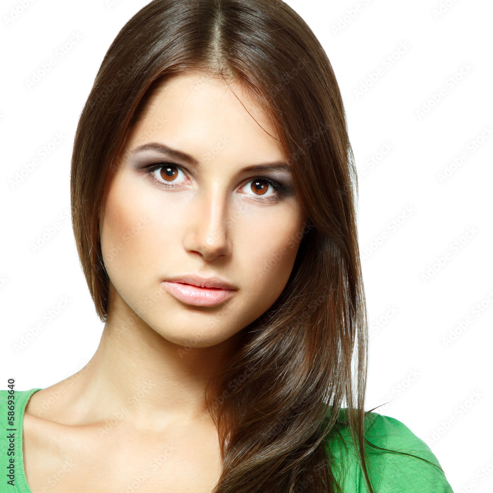 Beauty portrait of beautiful young fresh woman over white Beauty portrait of beautiful young fresh woman over white