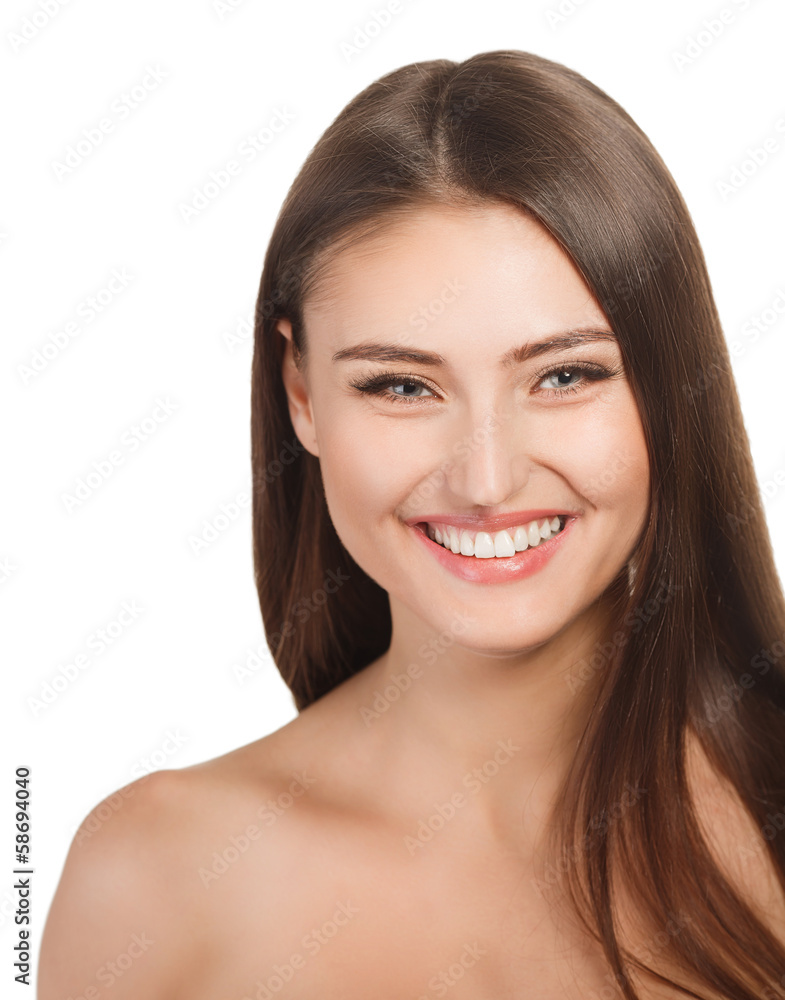 Beautiful Woman Portrait.Clear Fresh Skin.Isolated on a White Beautiful Woman Portrait.Clear Fresh Skin.Isolated on a White