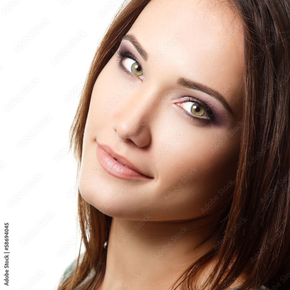 young cute attractive girl portrait with long hair looking at ca young cute attractive girl portrait with long hair looking at ca