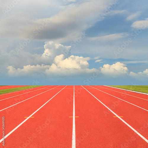 Running track with blue sky