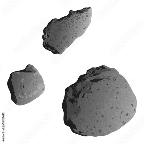 Asteroids, isolated on white