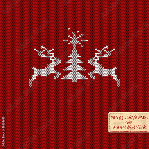 Christmas and New Year knitted pattern card