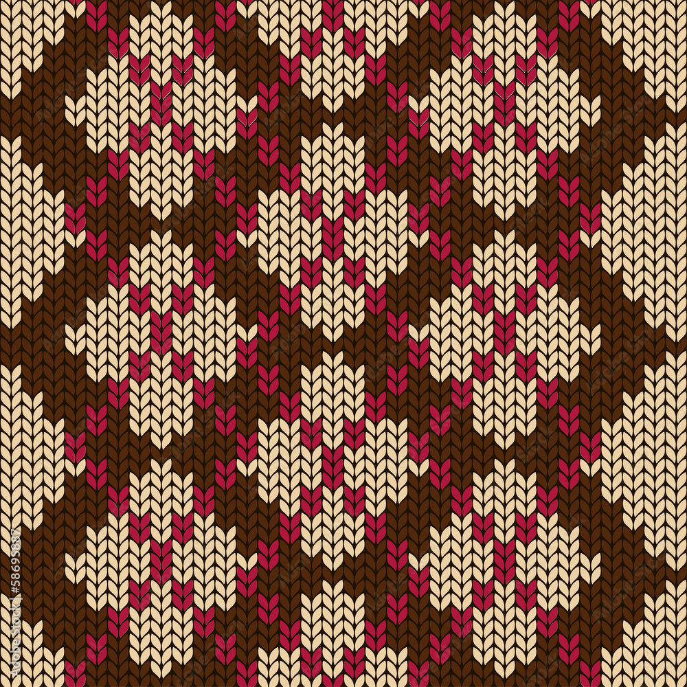 Knitted seamless pattern with rhombus Knitted seamless pattern with rhombus