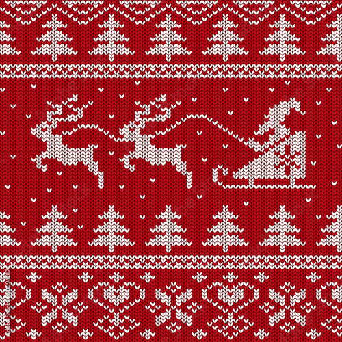Christmas and New Year knitted seamless pattern or card