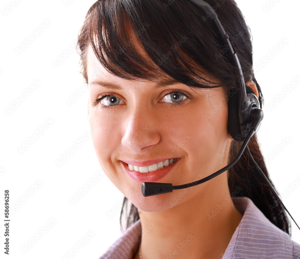 Beautiful business woman with headset. Call center. Beautiful business woman with headset. Call center.