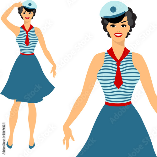 Beautiful pin up sailor girl 1950s style.