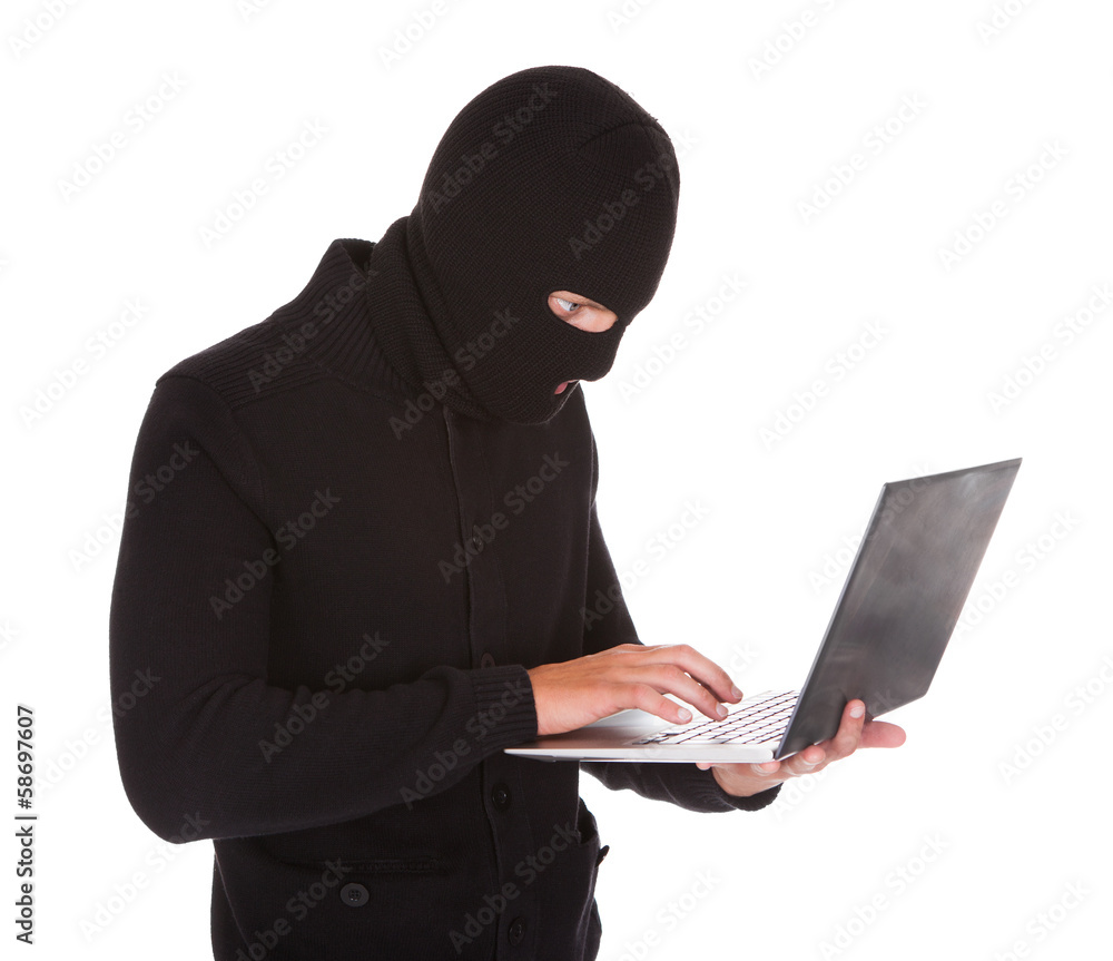 Burglar Using Laptop Burglar Using Laptop