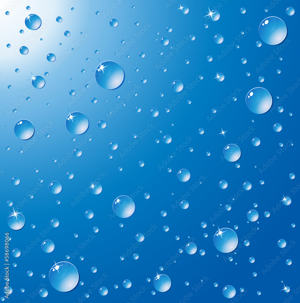 Wet Glass with raindrops. Vector illustration. sunlight