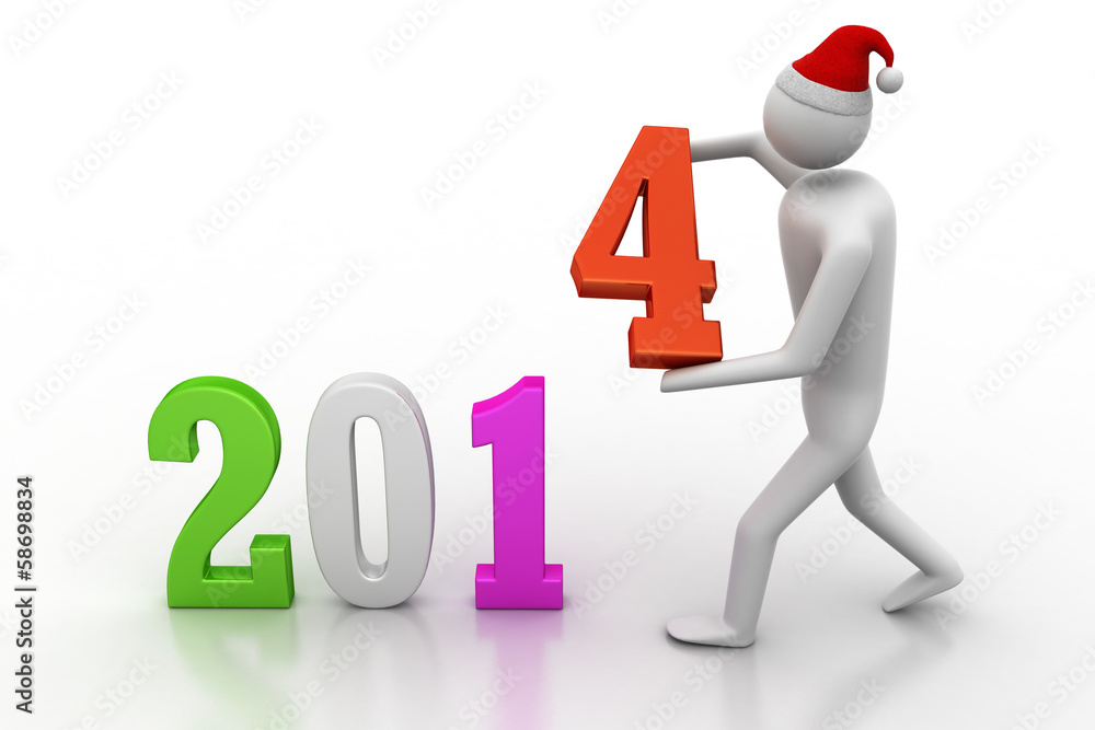 3d illustration of businessman presenting new year 2014 3d illustration of businessman presenting new year 2014
