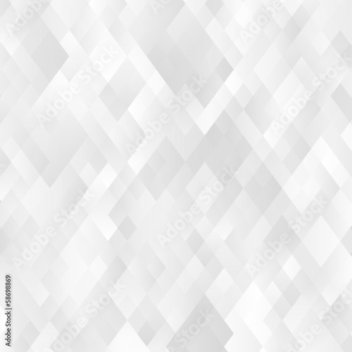 This abstract geometric  background features a seamless pattern of overlapping white and gray diamond shapes, creating a textured paper or mosaic effect with light and shadow.