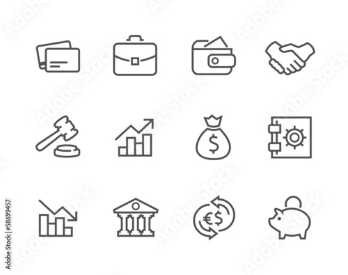 Stroked Financial icons set.
