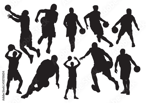 Silhouettes of Basketball Players Vector