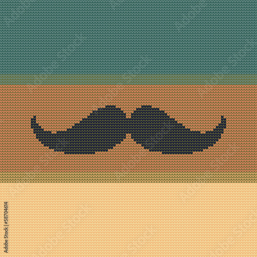 Hipster trend: vintage knitted moustache on striped color